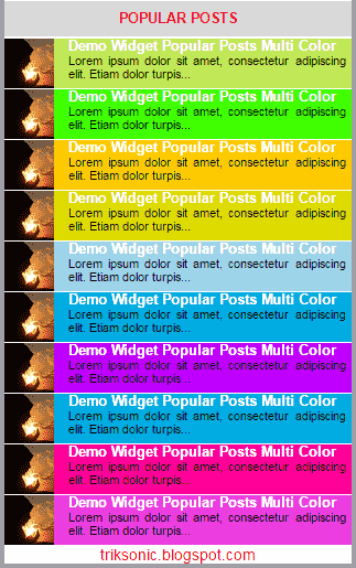 Widget Popular Posts Multi Color