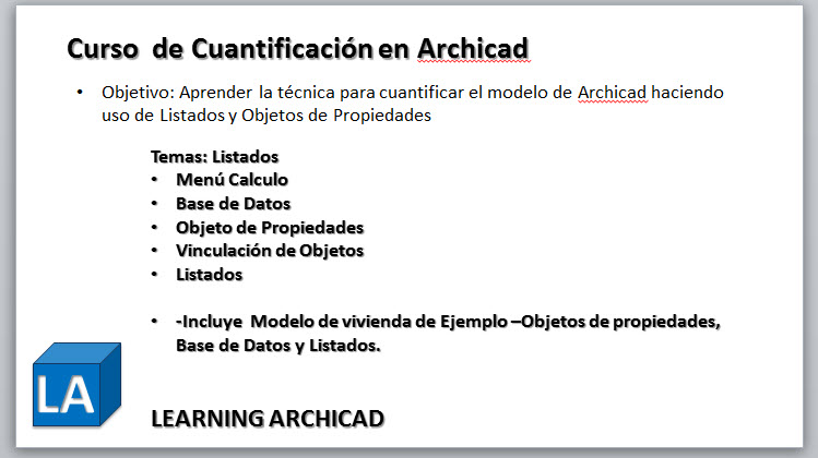 learning archicad aprendiendo archicad curso de cuantificacion listados
