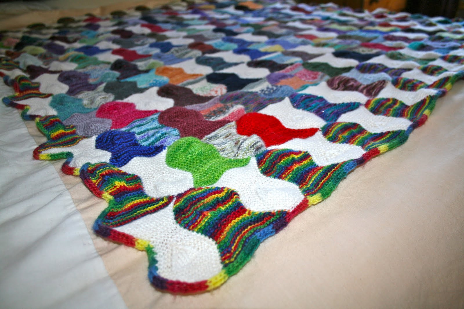 Eat, Knit, Love. . . Knit. . . the Fish blanket is finished at last!