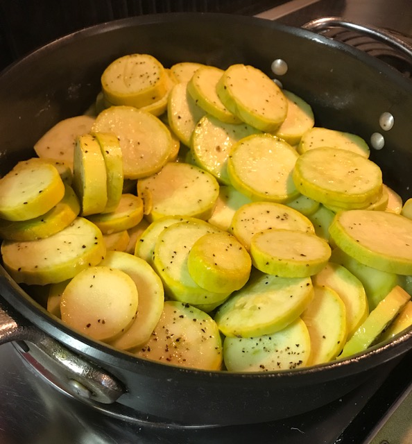 There's a Hippy in the Kitchen Ritz Cracker topped Yellow Squash