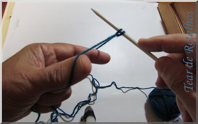 Foto mostrando o ponto feito pelo método de montagem à italiana já na agulha no final do procedimento