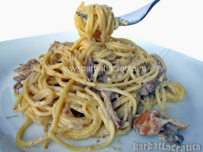 Spaghete cu sos de ciuperci reteta