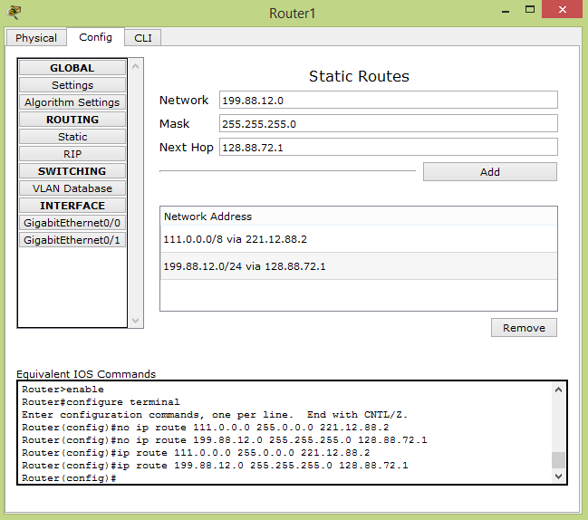 Static Routing Pada Router1
