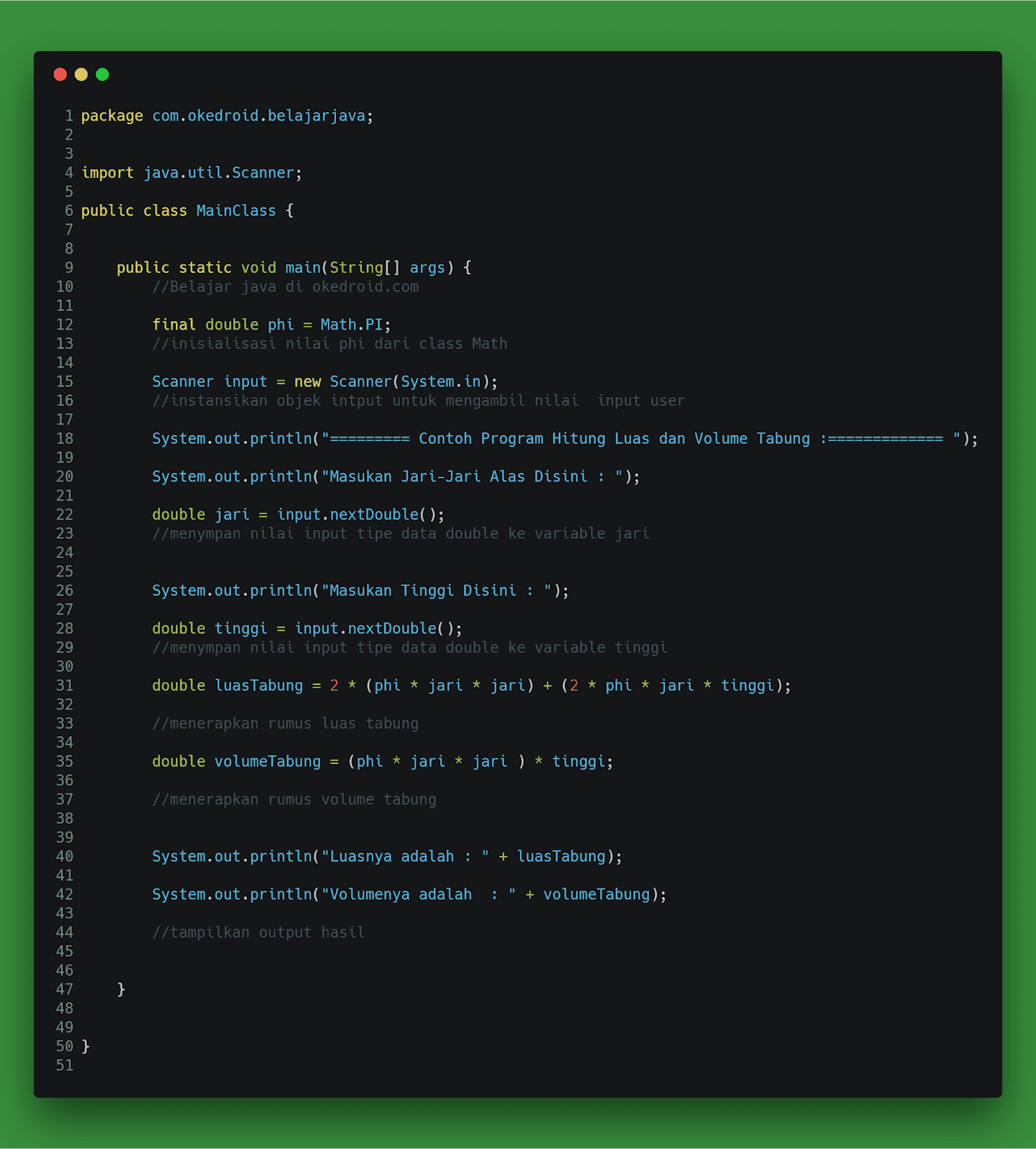Contoh Kegiatan Menghitung Luas Dan Volume Tabung Di Java Belajar