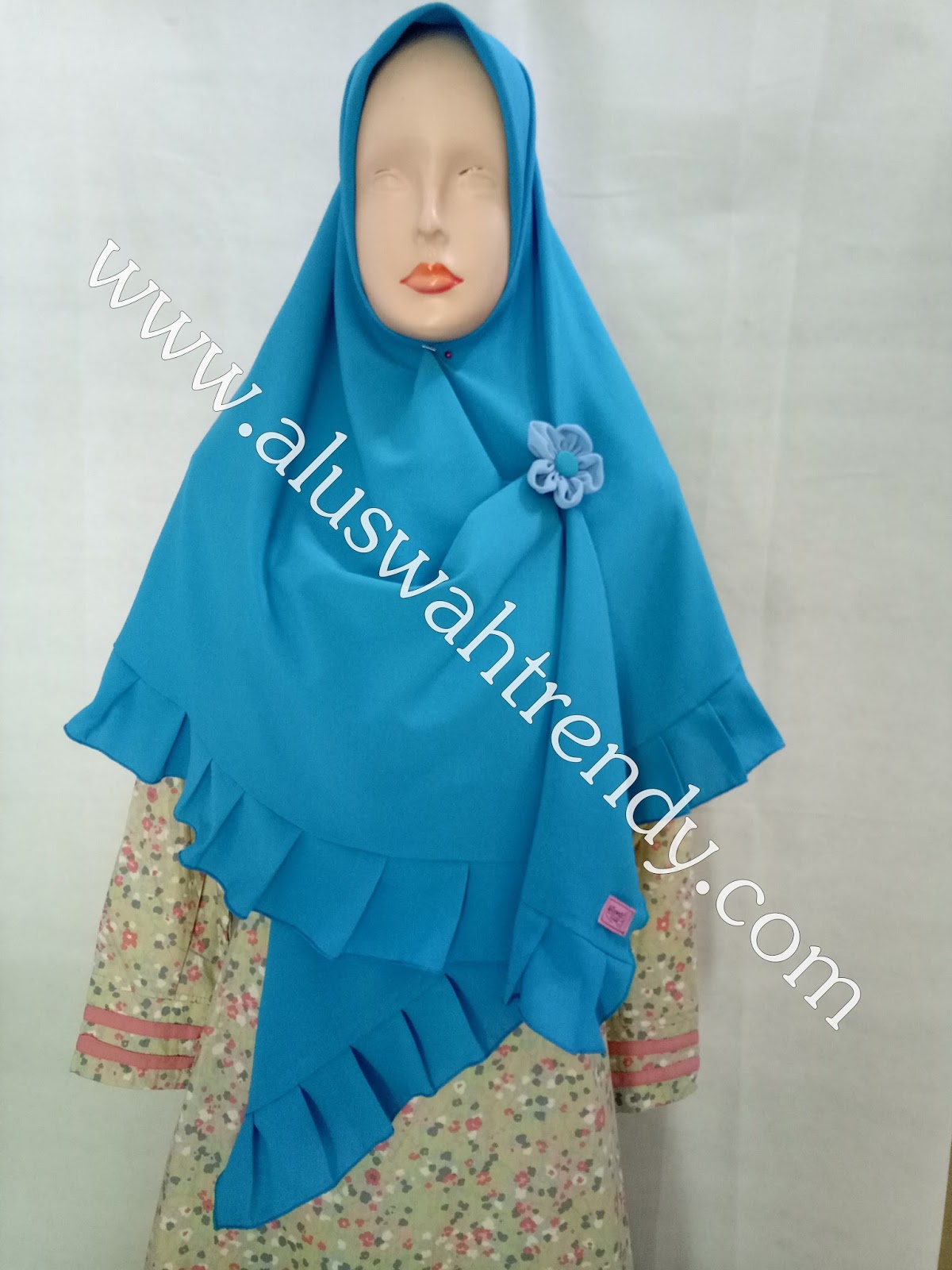 Jilbab Khimar Segiempat Rempel Warna Biru 21