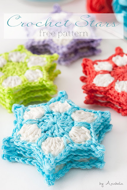 Crochet star garland free pattern 2015 by Anabelia Craft Design