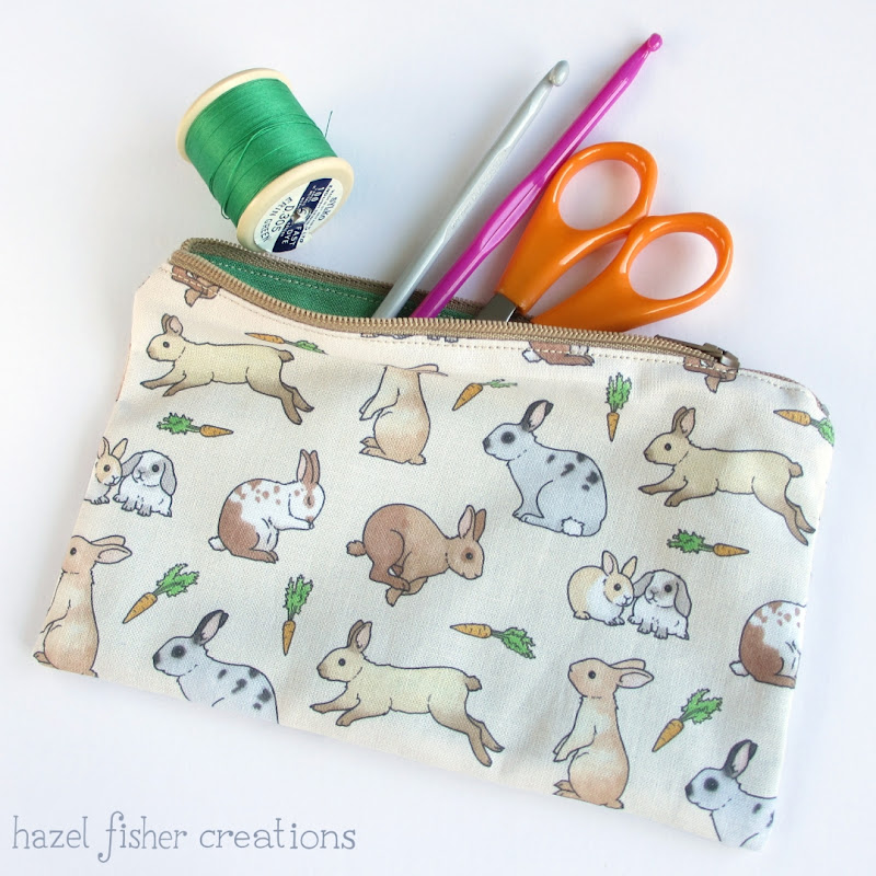Rabbit zip pouch sewing tutorial hazelfishercreations Rabbit zip pouch sewing tutorial hazelfishercreations