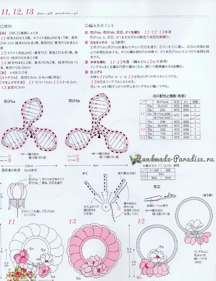 Схемы вязания резиночек с цветами (3)