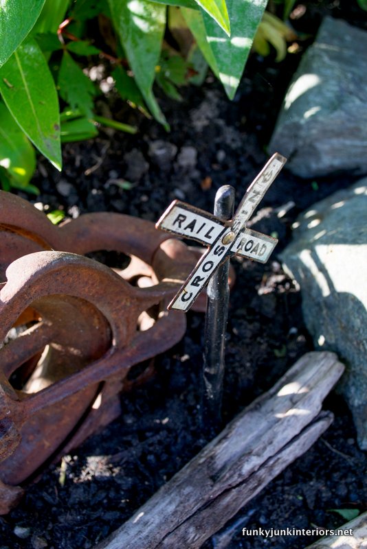 railway crossing sign in fairy garden railway crossing sign in fairy garden