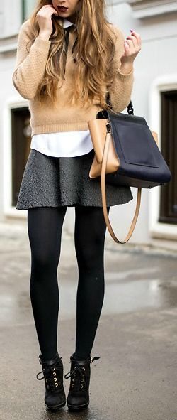 skirt with booties and tights