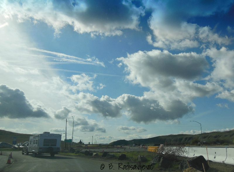Approaching Exit from Rest Area to Hwy 46, © B. Radisavljevic Construction Near Shandon Rest Area on Highway 46
