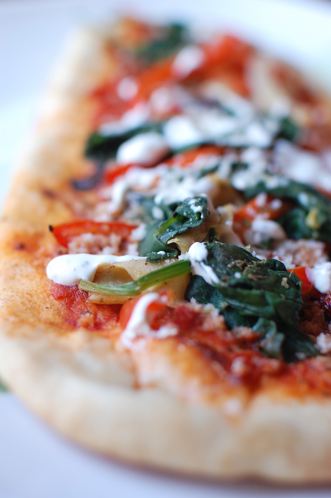 VeganFling Rustic Vegetable Pizza with Sour Cream Drizzle