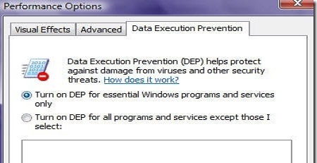 you will see 2 choices fix the error "Data Execution Prevention" when running applications in Windows 10