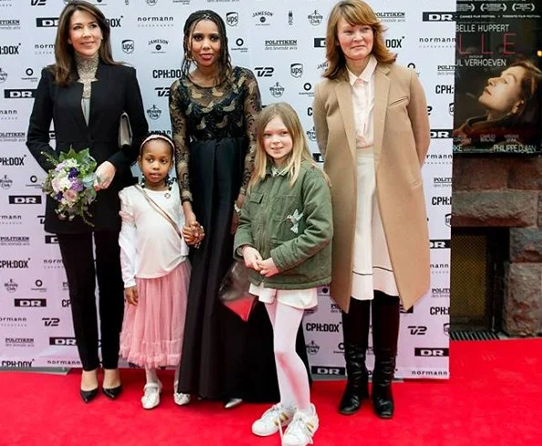 Crown Princess Mary wore an Zara Crepe Frock Coat, L.K Bennett Pumps and carried Quidam Alligator grey Clutch at the Copenhagen International Documentary Festival