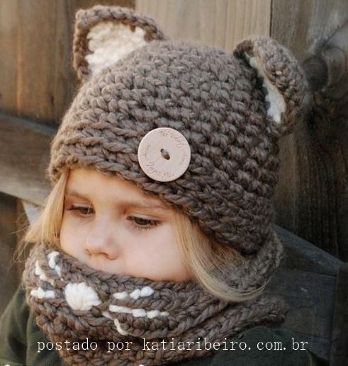 touca e cachecol de gatinho como fazer