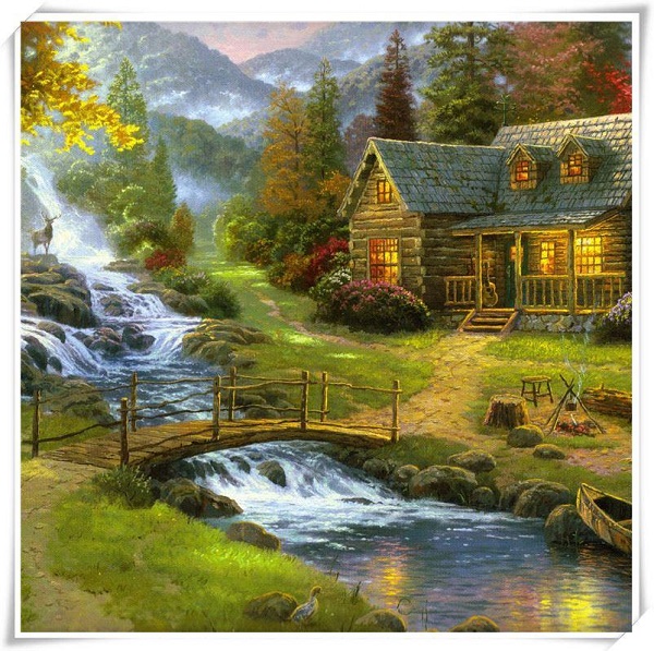  Lukisan Rumah  Di Tepi Sungai