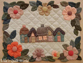 Quilted wall hanging, Houses and flowers pattern