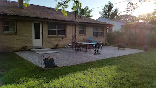 The patio with all of its current furnishings