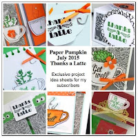 Stampin' Up! Paper Pumpkin July 2015 Thanks a Latte Bonus Projects -- exclusively for my Paper Pumpkin subscribers  www.juliedavison.com #paperpumpkin