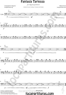 Violonchelo Partitura de Fantasía Tartesa Sheet Music for Cello Music Scores