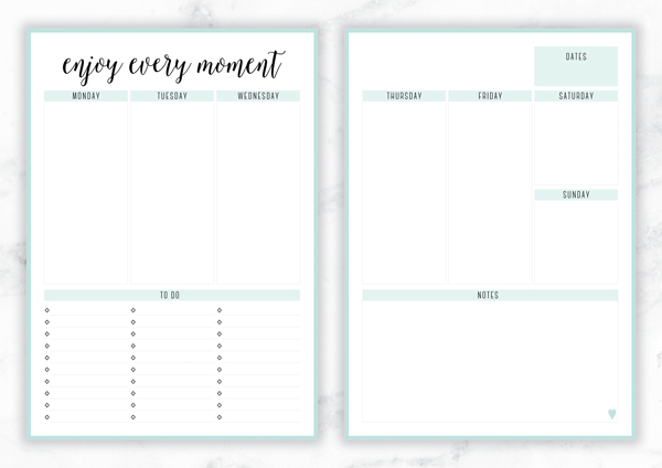 weekly calendar with notes
