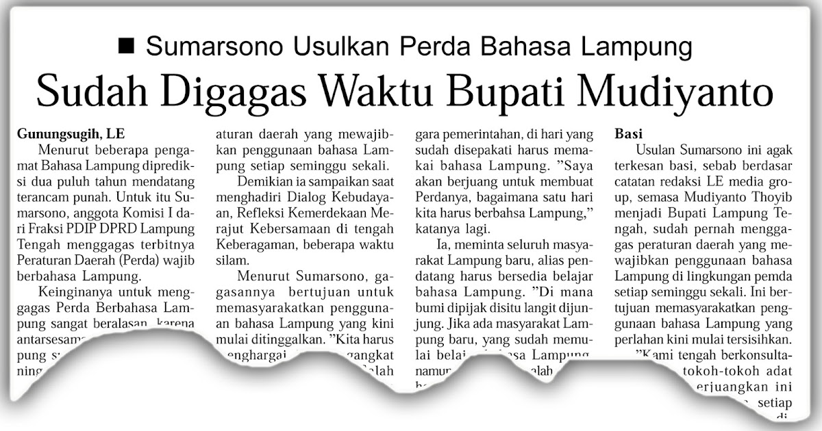 Kampung Kata Zabidi Yakub Perda Bahasa Lampung Pernah Digagas Mudiyanto Thoyib