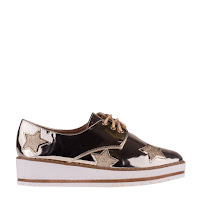 Pantofi casual dama aurii piele lacuita Pantofi casual dama aurii piele lacuita