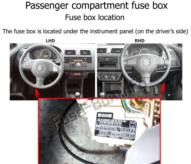 Fuse box suzuki swift 2004-2010