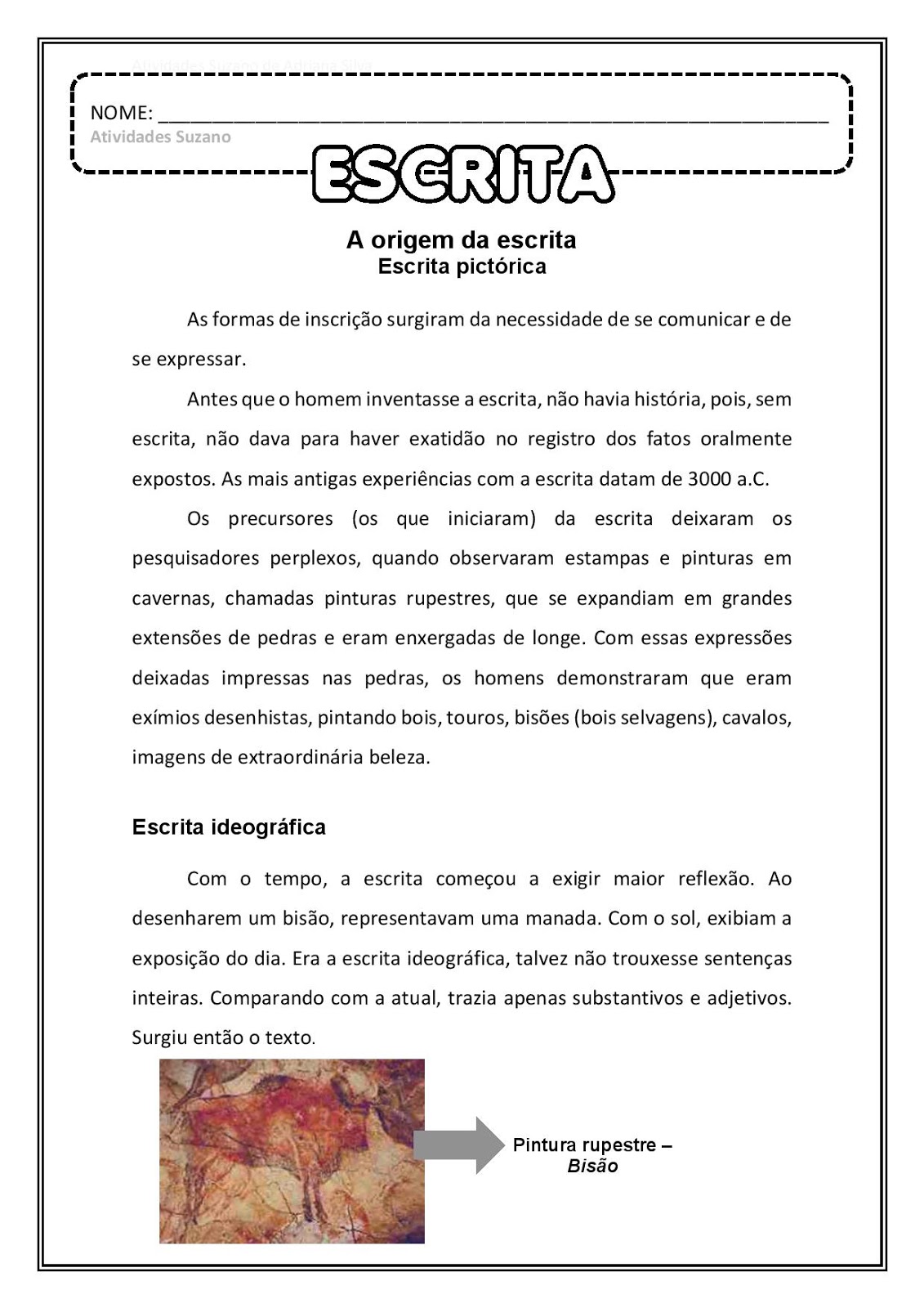 História da escrita- trabalhando sons do X em PDF