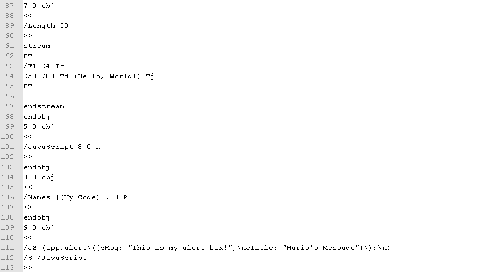 Mario's Security Blog: Decode PDF and Extract Javascript