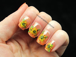 fall nail autumn harvest acrylic designs creative november challenge into sue acrylics sunflowers