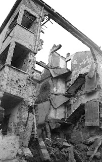 the sign of the bombs on the firing line in Mostar