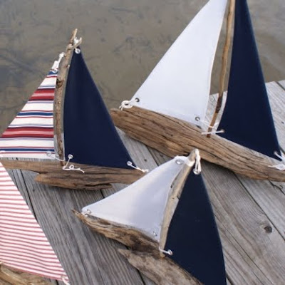 handmade driftwood sailboats