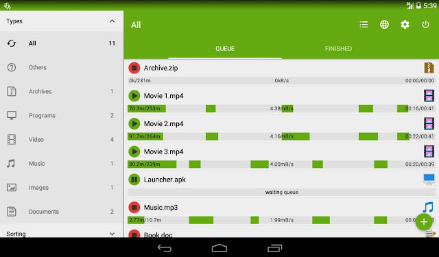 Antarmuka aplikasi advanced download manager Antarmuka aplikasi advanced download manager