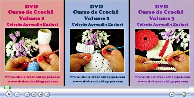 dvd curso 3 volumes 81 aulas video-aulas aprender croche com edinir-croche loja frete gratis