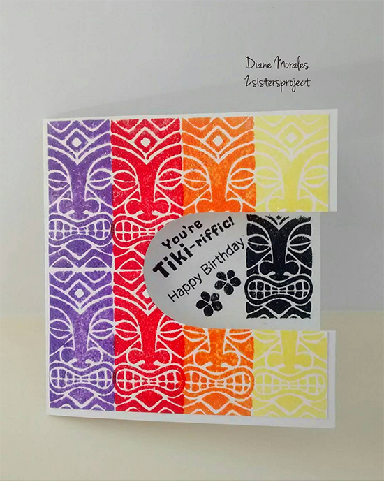 Tiki Faces card b Diane Morales | Tiki Time stamp set by Newton's Nook Designs #newtonsnook