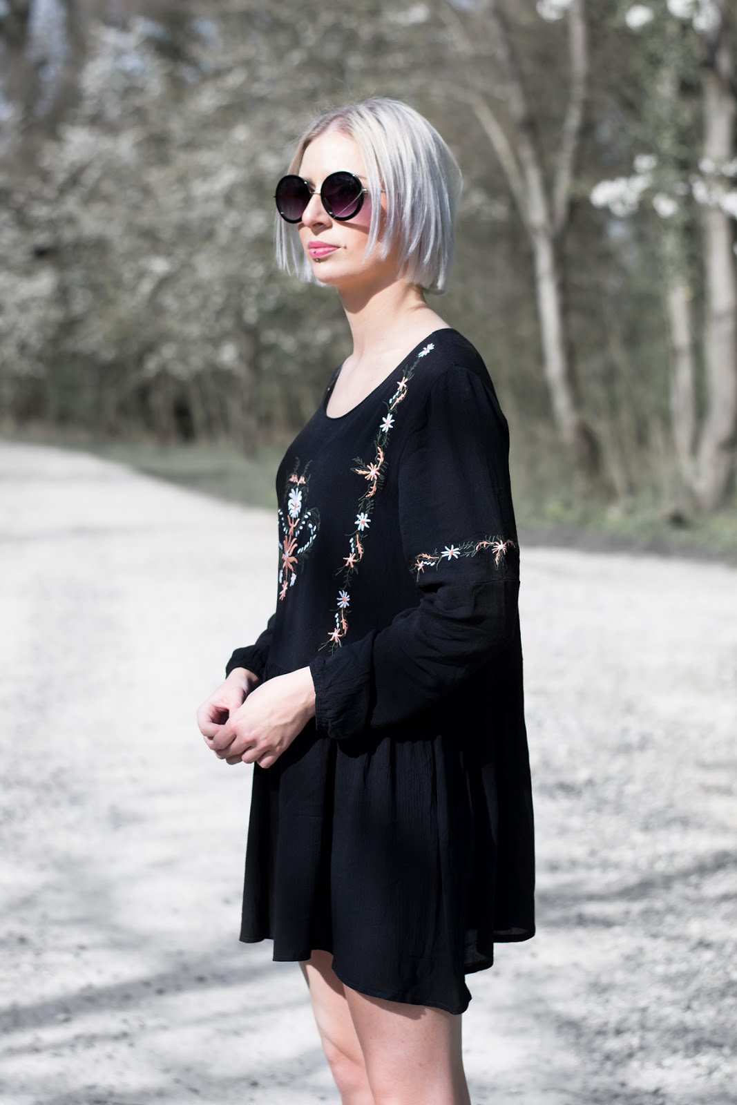 Moth clothing, embroidered skater dress, round sunglasses primark, SS17 outfit