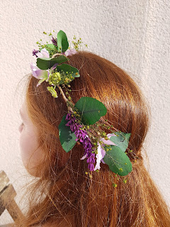 Patouche Chapeaux couronne fleurs de soie hortensia et lavande mariée