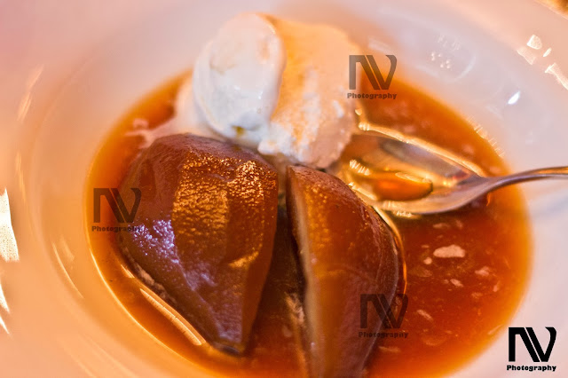 Poached Pear With Ice Cream