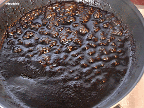 Vanilla paste boiling and simmering Vanilla paste boiling and simmering
