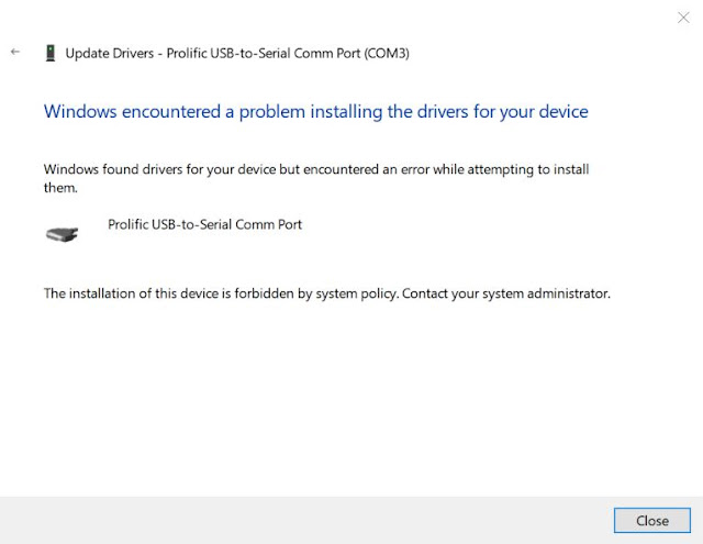 Device Manager Update Driver - Forbidden System Policy
