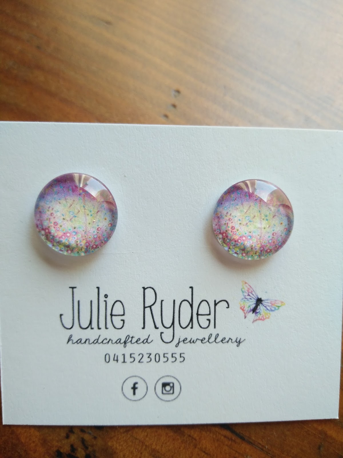 MadeByMe....Julie Ryder Mixed Media Original Art on Earring Studs....
