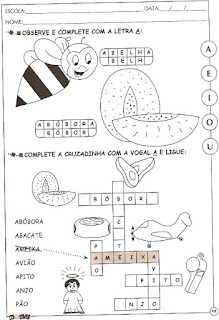 vogal Atividade com vogal A