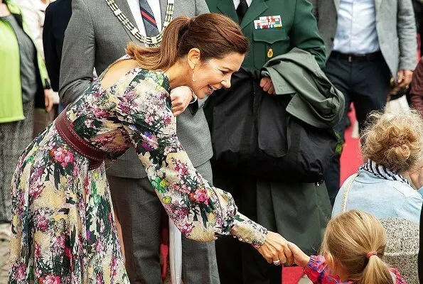 Crown Princess mary wore a new wild flower maxi dress by Rotate Birger Christensen. Jeanette Madsen and Thora Valdimars