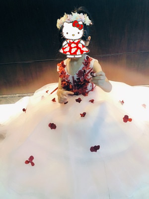 Red/White Children Wedding Flower Girl Dress