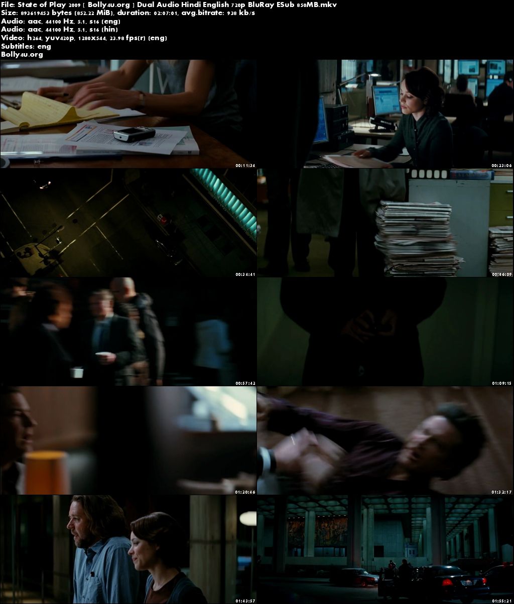 State of Play 2009 BluRay 850MB Hindi Dual Audio 720p ESub Download