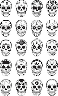 Examples of sugar skulls