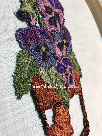 The Old Fashioned Pansy punch needle design by Rose Clay at ThreeSheepStudio.com - Blog The Old Fashioned Pansy punch needle design by Rose Clay at ThreeSheepStudio.com - Blog
