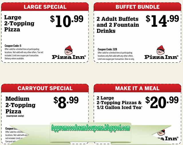 Free Promo Codes and Coupons 2021 Pizza Inn Coupons