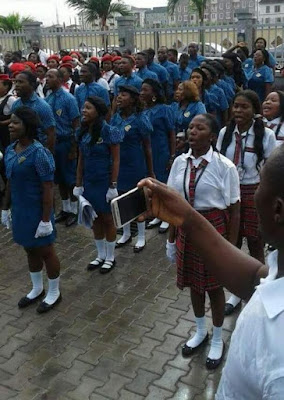 Photos: Lol...staff of a bank in Lagos wore school uniforms to celebrate Children's Day